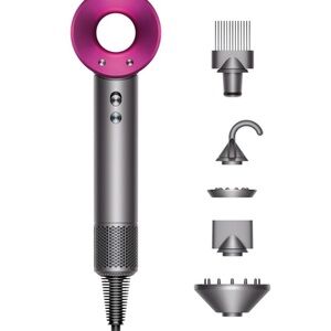 Dyson Hair Dryer in Pink and Gray with Attachments